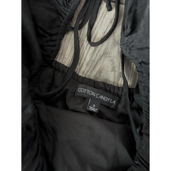 Cotton Candy LA Smocked Baby Doll Poof Dress - Shiny Black Small, Built In Short - Picture 6 of 9